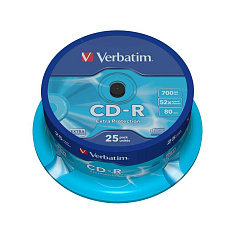 Диск CD-R VERBATIM 700Mb 52x 25шт Cake Box