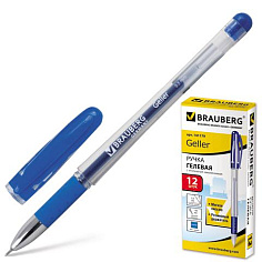 Ручка гелевая синяя рез/грип игол/након 0,35мм BRAUBERG GELLER