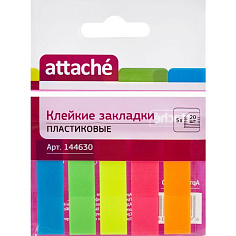 Закладки пластик 12х45мм 5цв по 20л ATTACHE