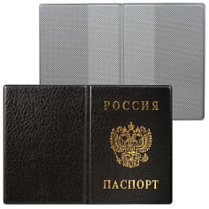 Обложка для паспорта вертик ПВХ черный 2203.В-107