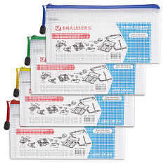 Папка на молнии 255х130мм 220мкм BRAUBERG SEGMENT ассорти