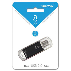 Флеш-память 8Гб USB 2.0 SMART BUY V-CUT металл корпус черный