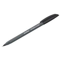 Ручка шарик черная масляная игол/након 0,5мм BERLINGO TRIANGLE SILVER трехгранная CBp_10791