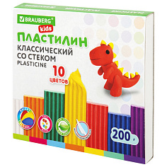 Пластилин 10цв 200гр со стеком KIDS