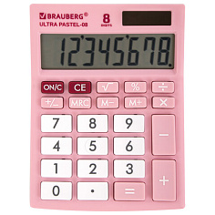 Калькулятор 8 разрядов BRAUBERG ULTRA PASTEL-08PK настольный розовый