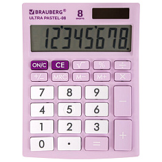 Калькулятор 8 разрядов BRAUBERG ULTRA PASTEL-08PR настольный сиреневый