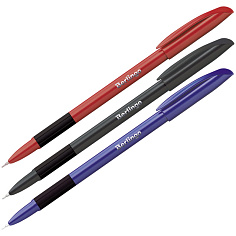Ручка шарик синяя масляная игол/након 0,5мм BERLINGO METALLIC PRO ассорти