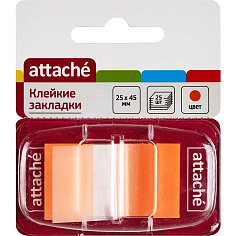 Закладки пластик 25х45мм 25л/уп ATTACHE оранжевые