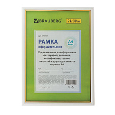 Фоторамка 21*30см BRAUBERG HIT2 пластик/белая с золотом