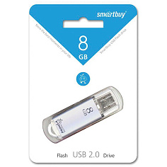 Флеш-память 8Гб USB 2.0 SMART BUY V-CUT металл корпус серебристый