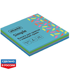 Стикер 76х76мм 100л/уп ATTACHE BRIGHT COLOURS акварельная радуга