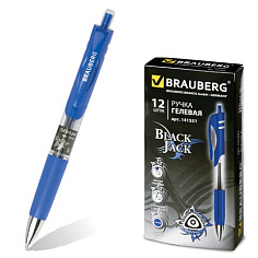 Ручка гелевая автомат BRAUBERG BLACK JACK 0,7мм рез/упор синий