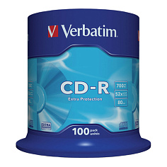 Диск CD-R VERBATIM 700Mb 52x 100шт Cake Box