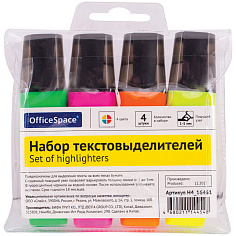 Набор текстовыделителей 4шт 1-5мм OFFICESPACE H4_16451