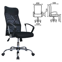 Кресло офисное BRABIX FLASH MG-302 ткань/сетка/кожзам хром черное