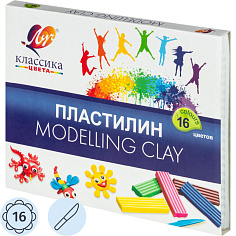 Пластилин 16цв 320гр со стеком КЛАССИКА Луч 20с1329-08