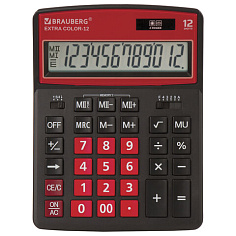 Калькулятор 12 разрядов BRAUBERG EXTRA COLOR-12BKWR настольный черно-малиновый