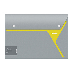 Папка-конверт А4 на 2 кнопках 300мкм BERLINGO XPROJECT серая/желтая