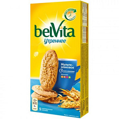 Печенье ЮБИЛЕЙНОЕ BELVITA УТРЕННЕЕ со злаковыми хлопьями 225г