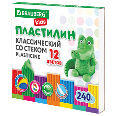 Пластилин 12цв 240гр со стеком KIDS