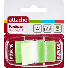 Закладки пластик 25х45мм 25л/уп ATTACHE зеленые