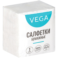 Салфетки бум 23х23 80шт/уп 1-слойн белые VEGA