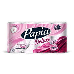 Бумага туалетная 4сл 8шт/уп 16.8м белая PAPIA DELUXE ПАРАДИЗО