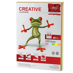 Бумага CREATIVE color А4 80г/м2 100л цветная медиум, БОpr-100r
