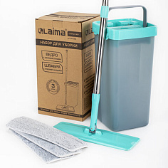 Комплект для уборки LAIMA COMPACT MOP швабра+ведро с отжимом+3насадки 7л