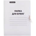 Папка на завязках картонная ДЕЛО 380г/м2 мелованная белая