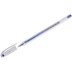 Ручка гелевая синяя металлик 0,5мм CROWN HJR-500GSM