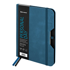 Ежедневник 2025 А5 168л кожзам BRAUBERG NOTE синий