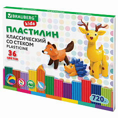 Пластилин 36цв 720гр со стеком KIDS