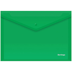 Папка-конверт А4 на кнопке 180мкм BERLINGO зеленый